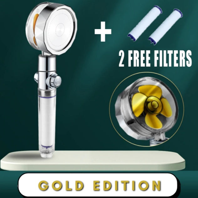 360° Rotating Shower Head – High Pressure, Water-Saving with Built-in Fan