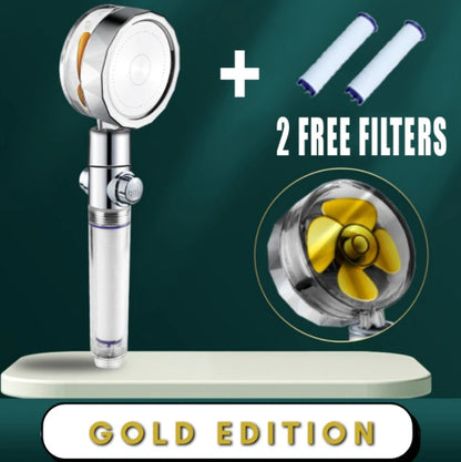 360° Rotating Shower Head – High Pressure, Water-Saving with Built-in Fan