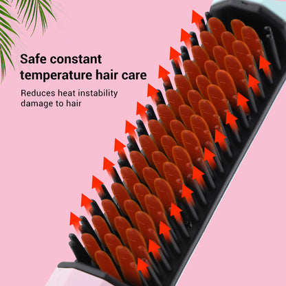 Rechargeable Cordless Hair Straightening Comb – Dual-Purpose Straightener & Curler