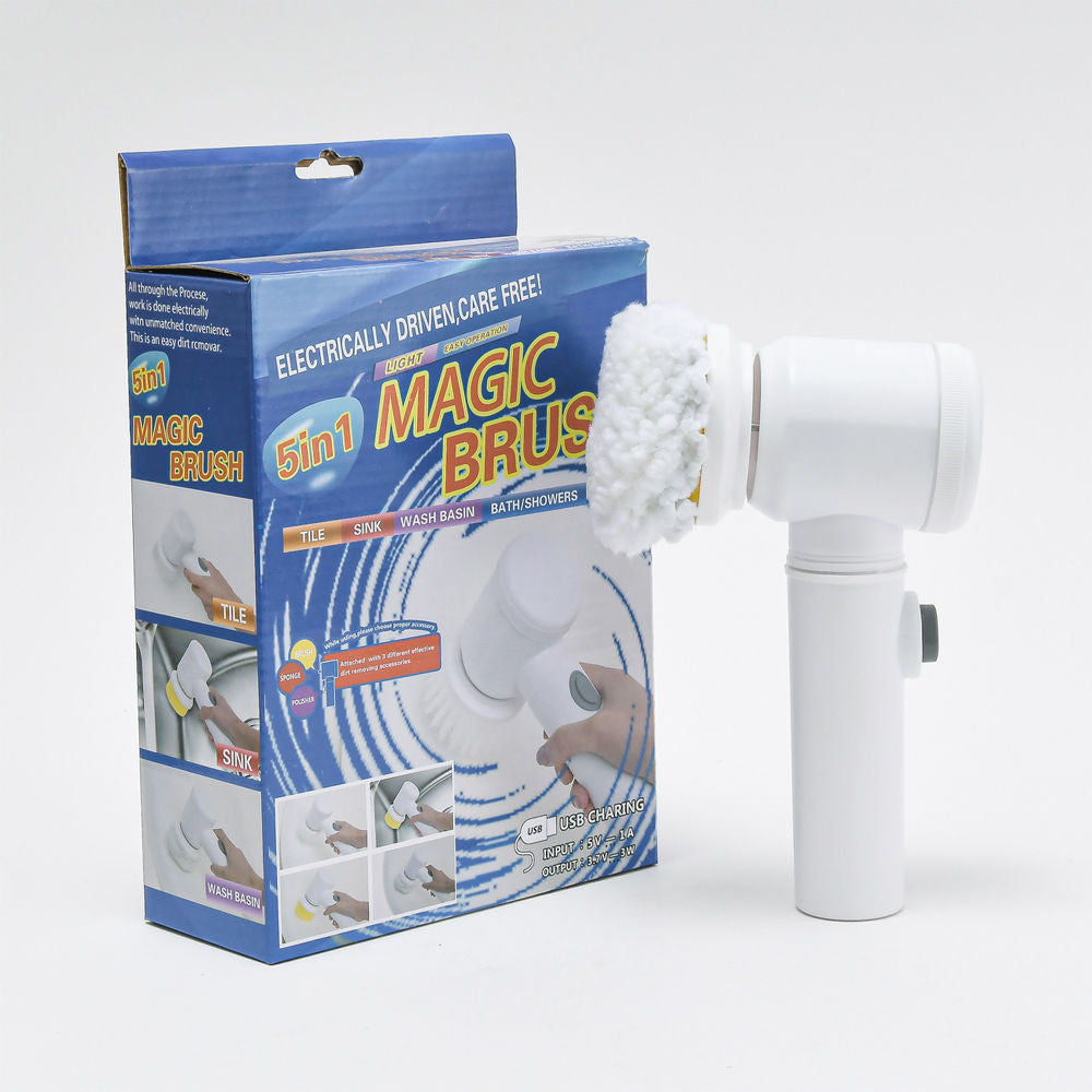 Rechargeable Electric Scrubber – Multifunctional Kitchen Cleaning Brush with Replaceable Heads