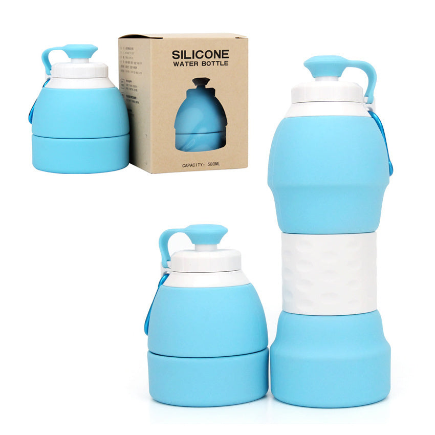 Silicone Folding Water Bottle – 580ml Portable Collapsible Travel Bottle