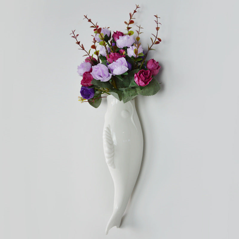 Ceramic Goldfish Wall Vase – Modern 3D Hanging Wall Decoration