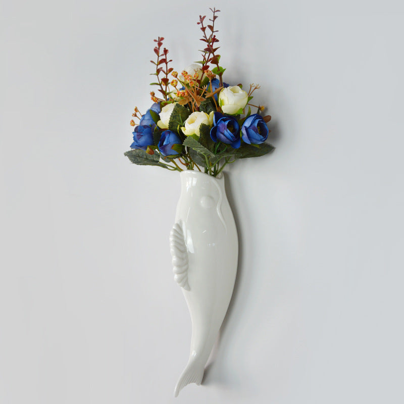 Ceramic Goldfish Wall Vase – Modern 3D Hanging Wall Decoration