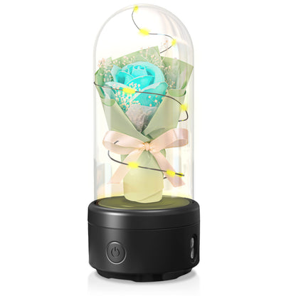 2-in-1 LED Rose Bouquet Light with Bluetooth Speaker – Glass Cover Gift