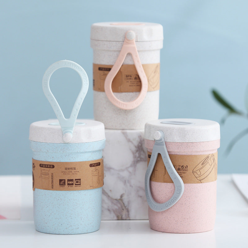 Microwaveable Sealed Soup Cup – Portable Wheat Straw Bowl with Silicone Vent