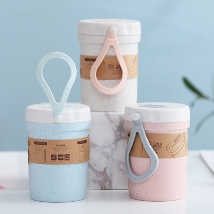 Microwaveable Sealed Soup Cup – Portable Wheat Straw Bowl with Silicone Vent