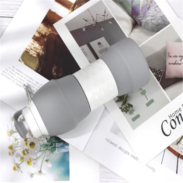 Silicone Folding Water Bottle – 580ml Portable Collapsible Travel Bottle