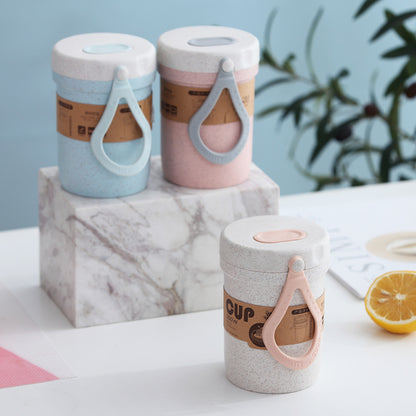 Microwaveable Sealed Soup Cup – Portable Wheat Straw Bowl with Silicone Vent