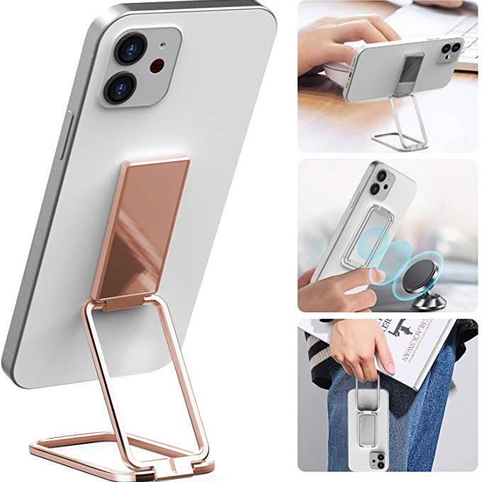 Foldable Magnetic Phone Ring Stand – Retractable Desktop & Car Holder