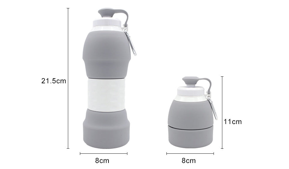 Silicone Folding Water Bottle – 580ml Portable Collapsible Travel Bottle