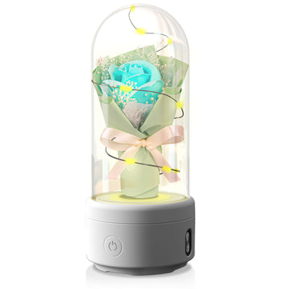 2-in-1 LED Rose Bouquet Light with Bluetooth Speaker – Glass Cover Gift