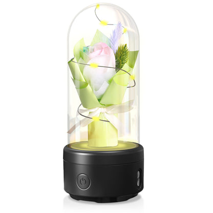 2-in-1 LED Rose Bouquet Light with Bluetooth Speaker – Glass Cover Gift