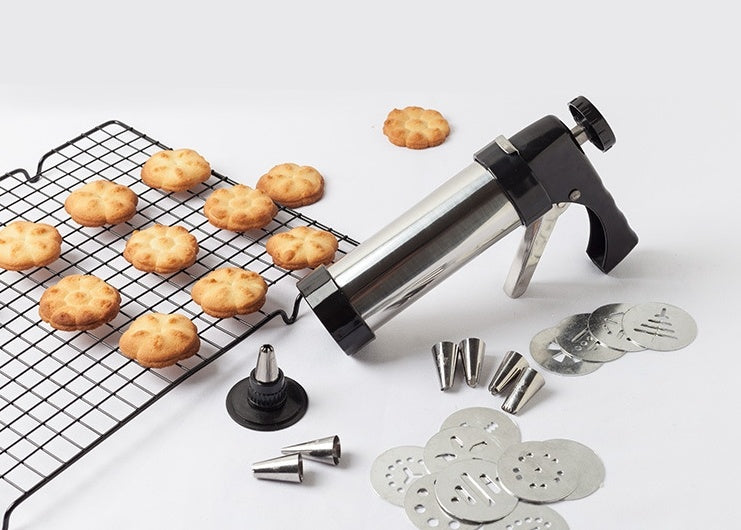 Stainless Steel Biscuit Press – Cookie Maker with Icing Set
