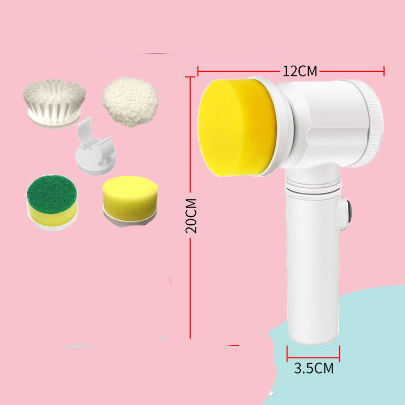 Rechargeable Electric Scrubber – Multifunctional Kitchen Cleaning Brush with Replaceable Heads
