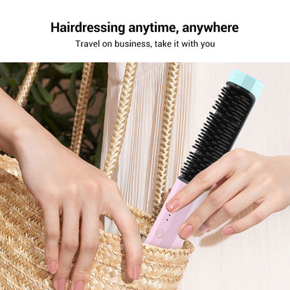 Rechargeable Cordless Hair Straightening Comb – Dual-Purpose Straightener & Curler