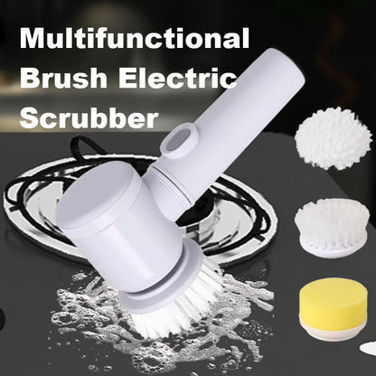 Rechargeable Electric Scrubber – Multifunctional Kitchen Cleaning Brush with Replaceable Heads