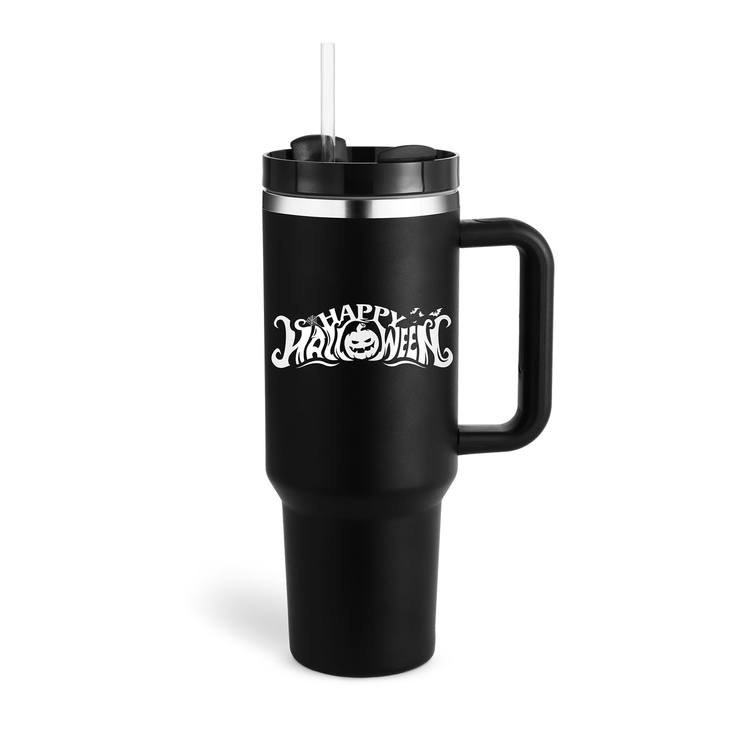40oz Insulated Tumbler With Handle & Straw – Reusable Hot & Cold Travel Cup