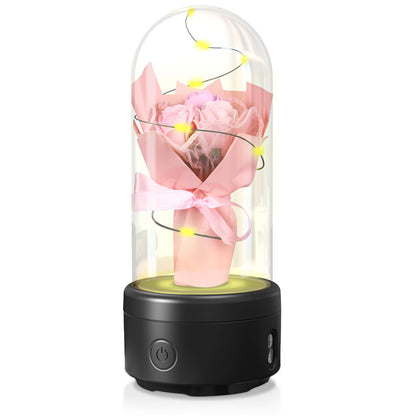 2-in-1 LED Rose Bouquet Light with Bluetooth Speaker – Glass Cover Gift