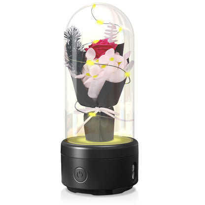 2-in-1 LED Rose Bouquet Light with Bluetooth Speaker – Glass Cover Gift