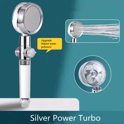 360° Rotating Shower Head – High Pressure, Water-Saving with Built-in Fan